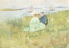 Maurice Prendergast (1858-1924) - Viewing the Ships (1896)