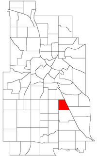 Location of Corcoran within the U.S. city of Minneapolis