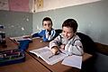 Roma children studying together with Kosovar children, Primary School Emin Duraku, Gjakove, Kosovo