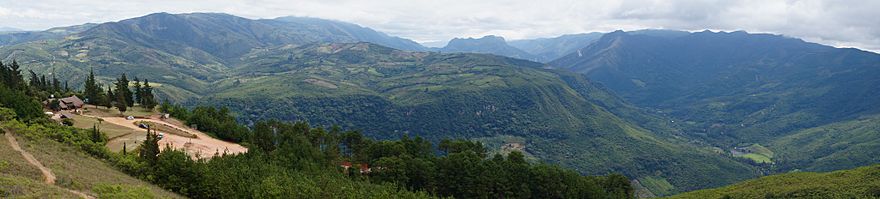 Scenery at the UNESCO, El Fuerte de Samaipata site, including La Muela, the tabletop mountain in the center of the horizon
