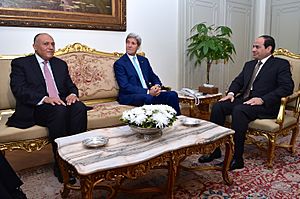 Secretary Kerry, Egyptian Foreign Minister Shoukry Discuss Gaza Ceasefire With Egyptian President al-Sisi in Cairo