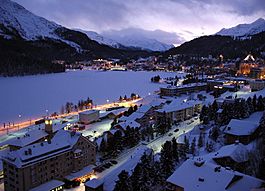 St. Moritz on an evening in February 2009, with a frozen lake