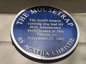 St Martin's Theatre, Covent Garden, London -plaque-16March2010