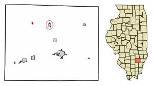 Location of Johnsonville in Wayne County, Illinois.