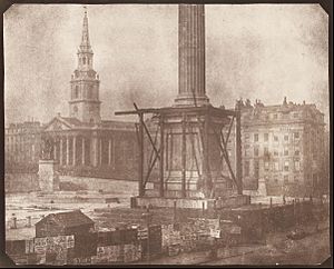 William Henry Fox Talbot - The Nelson Column in Trafalgar Sqaure under Construction - Google Art Project