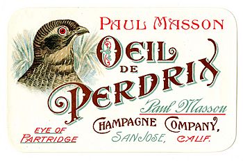Wine label, Paul Masson Champagne Company, Oeil de Perdix