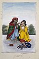 An ear-cleaner, attending to a man's ear. Gouache painting Wellcome L0022250