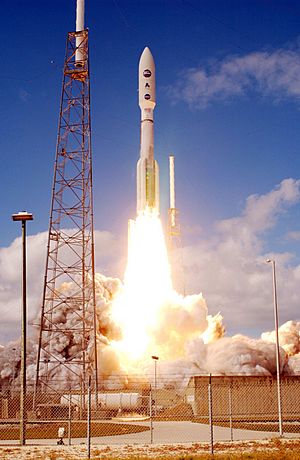 Atlas V 551 roars into blue sky