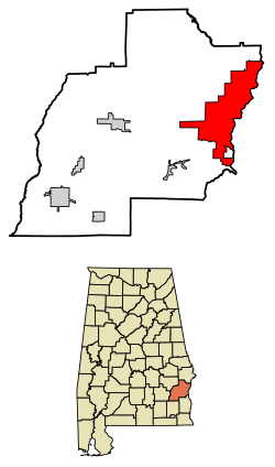 Location of Eufaula in Barbour County, Alabama