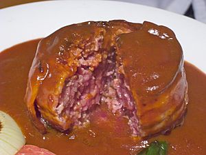 Close-up view of a Hamburg steak