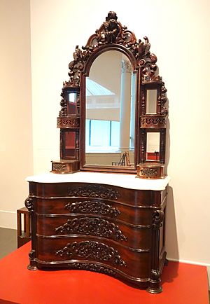 Dresser by John Henry Belter, New York, c. 1855, rosewood, other woods, mirrored glass - Brooklyn Museum - Brooklyn, NY - DSC08797