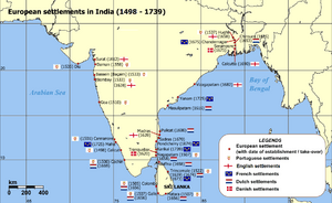 European settlements in India 1501-1739