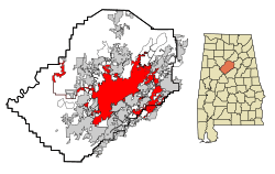 Jefferson County Alabama Incorporated and Unincorporated areas Birmingham Highlighted