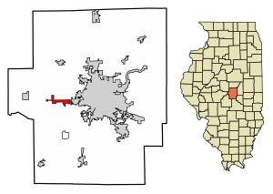 Location of Harristown in Macon County, Illinois