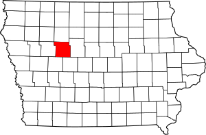 Map of Iowa highlighting Calhoun County