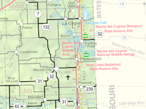 Map of Linn Co, Ks, USA