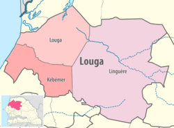 Map of the departments of the Louga region of Senegal