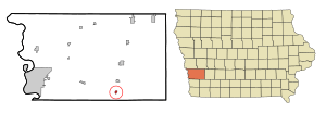 Pottawattamie County Iowa Incorporated and Unincorporated areas Macedonia Highlighted.svg