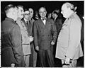 President Truman (center) speaks with Soviet Prime Minister Josef Stalin (at left) and British Prime Minister Winston... - NARA - 198775