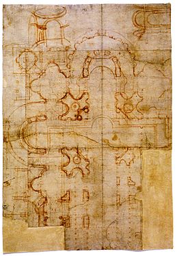 Sheet with Bramante's first plans