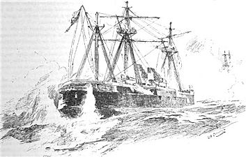 Ship of alexandra type sinking by the head