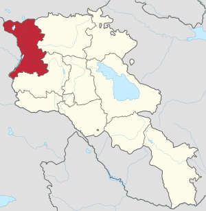 Location of Shirak within Armenia