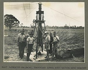 StateLibQld 1 259723 Preliminary supports for the new radio transmitter mast at Bald Hills, 1942