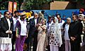 The President of the Commonwealth Games Federation, Mr. Mike Fennel hands over the Queen`s Baton Delhi 2010 to the Chief Minister of Delhi, Smt. Sheila Dikshit at Wagah Border, Punjab on June 25, 2010