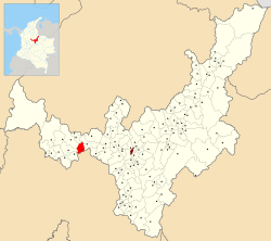 Location of the municipality and town of Caldas, Boyacá in the Boyacá Department of Colombia.