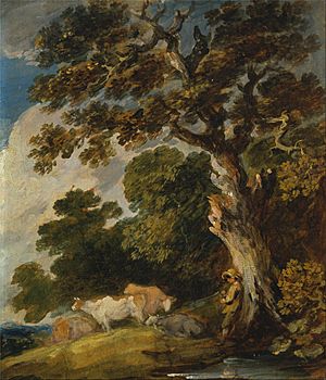Gainsborough Dupont - A Wooded Landscape with Cattle and Herdsman - Google Art Project