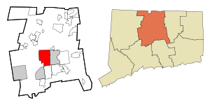 Hartford County Connecticut Incorporated and Unincorporated areas West Hartford Highlighted