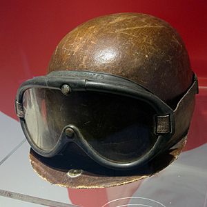 Juan Manuel Fangio helmet and racing goggles Museo Ferrari