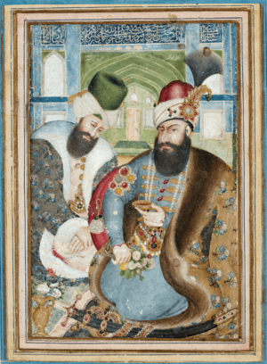 Karim Khan Zand with the Ottoman Ambassador Vehbi Effendi
