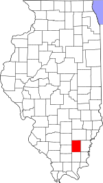 Map of Illinois highlighting Hamilton County