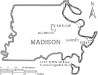 Map of Madison Parish Louisiana With Municipal Labels