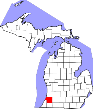 Map of Michigan highlighting Van Buren County