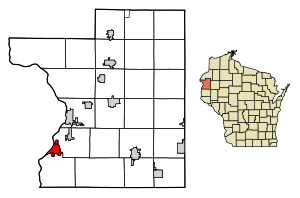 Location of Osceola in Polk County, Wisconsin.