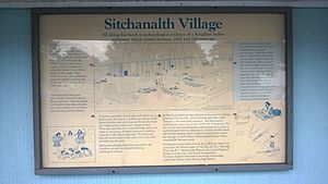 Sitchanalth - Photograph of Plaque on side of Willows Beach Tea Room