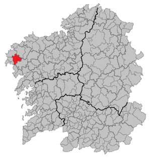 Location of Dumbría within Galicia