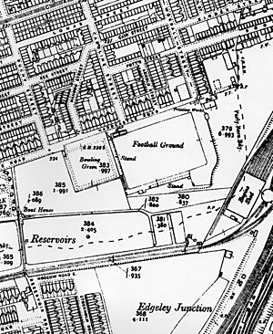 1910 Cheshire ordnance survey map showing Edgeley Park (cropped)