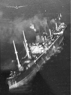 German freighter La Plata being attacked off Bodø in October 1944