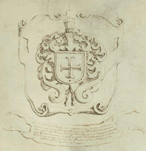 Map of Rensselaerswyck Center Shield and Scroll