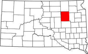 Map of South Dakota highlighting Spink County