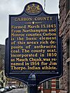 Carbon County, Pennsylvania state historical marker in Jim Thorpe.jpg