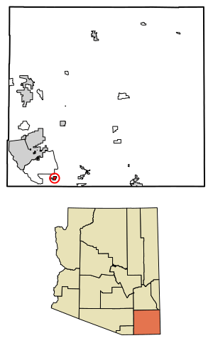 Location of Palominas in Cochise County, Arizona.