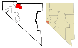 Location of Johnson Lane, Nevada
