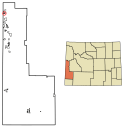 Location of Alpine in Lincoln County, Wyoming.