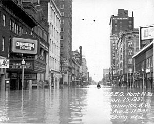 Looking west on Fourth Avenue during the 1937 Flood