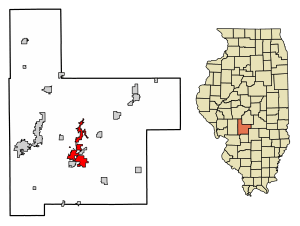 Location of Hillsboro in Montgomery County, Illinois.