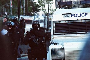 Police officers at the 2011 Belfast riots